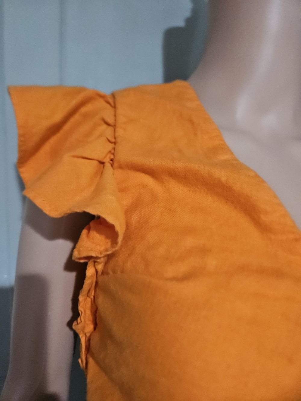 Abercrombie Orange Linen Tie Front Top Ruffle Sleeve Crop Euro Summer. XS - Picture 10 of 16